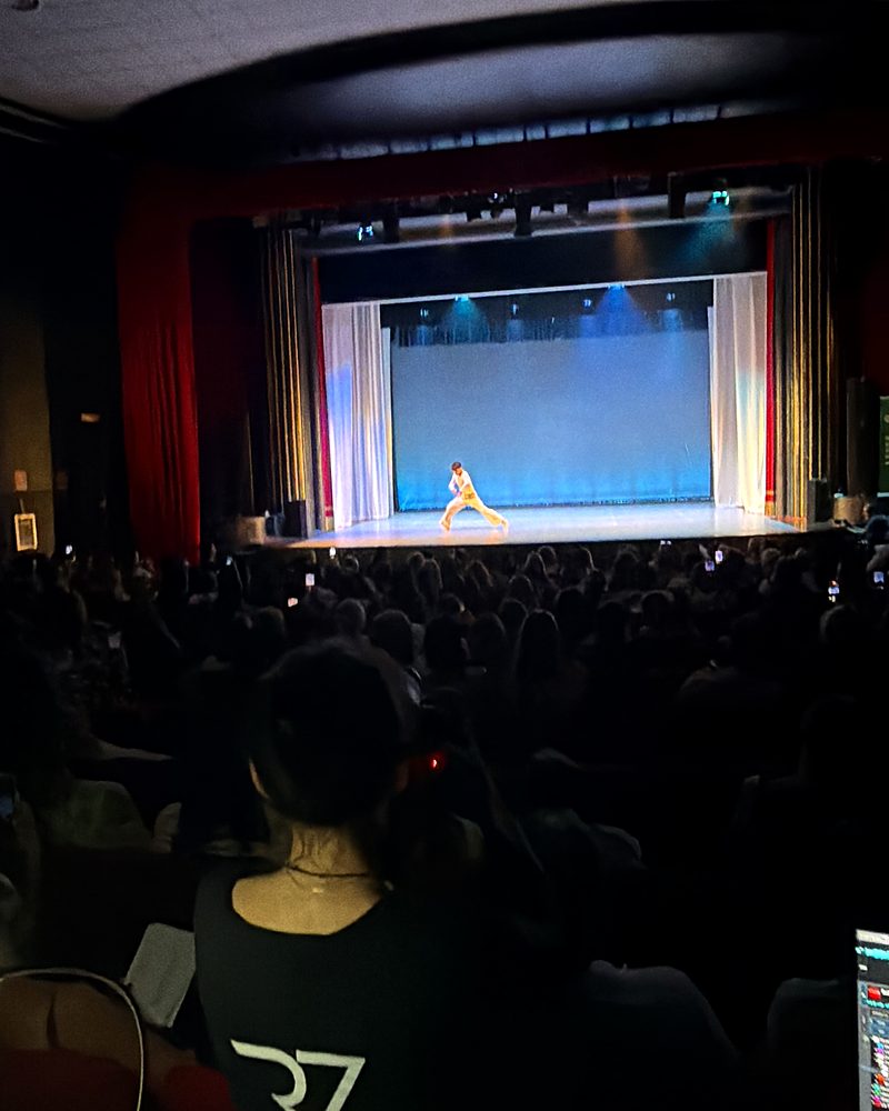 Regia davanti a un teatro pieno